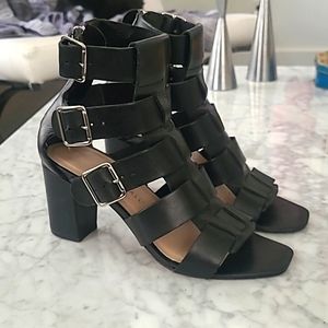 Black Strappy Heeled Sandals